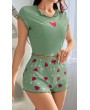 Strowberry Yeşil  Askılı   Şortlu Gecelik Takımı
